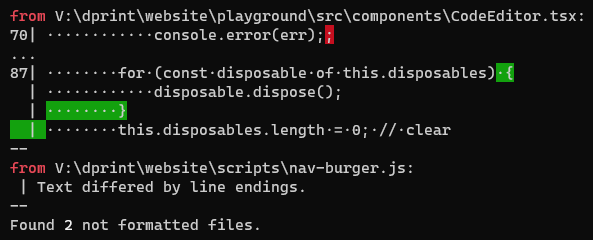Example of dprint check output.